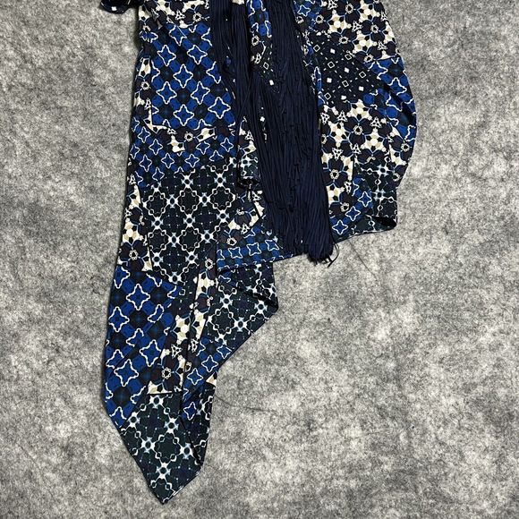 BCBG MaxAzria Corset Top Womens 2 Blue BOHO Asymmetric Ribs Fringe Bustier Tiers - Picture 12 of 17